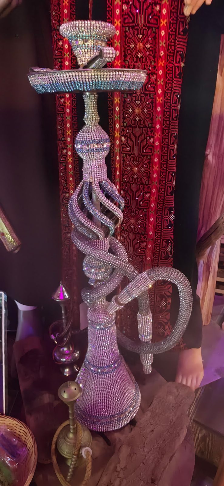 A crystal-covered showpiece hookah